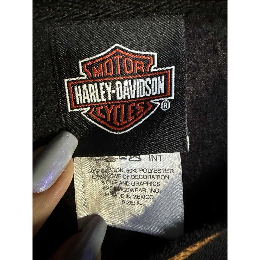 Harley-Davidson Pullover Hoodie Black Flames Biker Graphic Oversized xl - Picture 4 of 4
